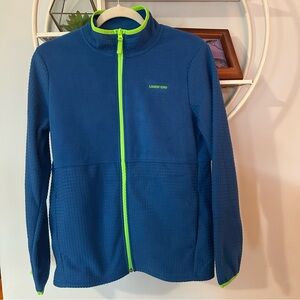 Land's End Kids Boys XL Extra Large Long Sleeve Full Zip Grid Fleece Jacket Blue